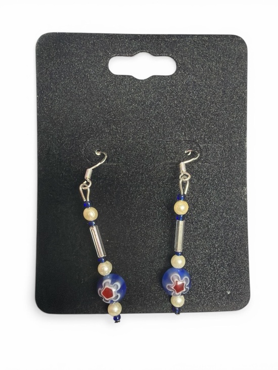 Jewelry - Blue Floral Dangle Earrings